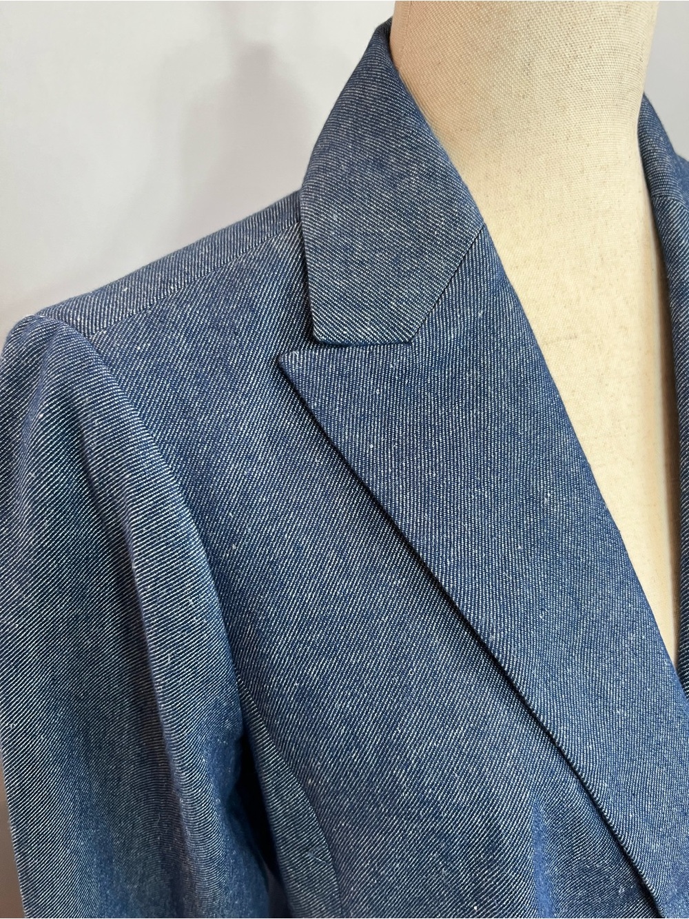 Talbots Denim Blue Cotton Linen Single Button Blazer Jacket - Picture 3 of 11